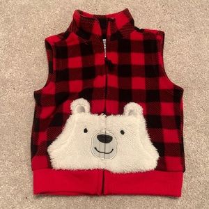 Buffalo Plaid Fleece Vest - 12 months